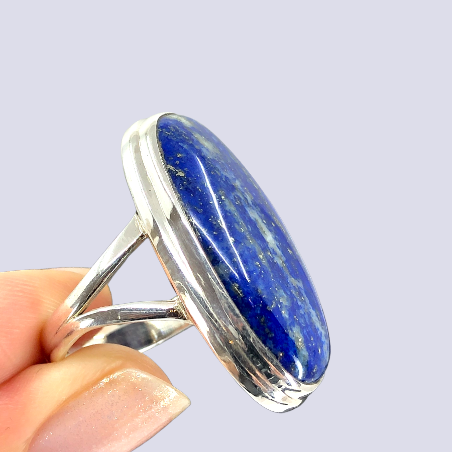 Sterling Silver Ring With Lapis Lazuli, Size 8.5