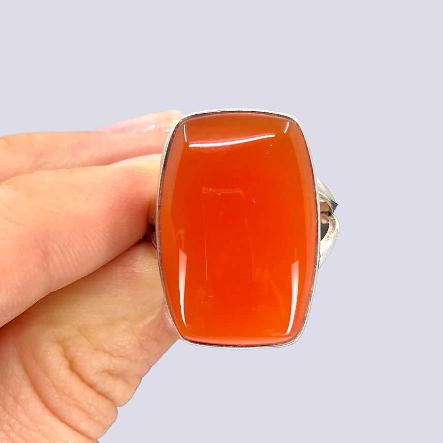 Sterling Silver Ring With Carnelian, Size 9