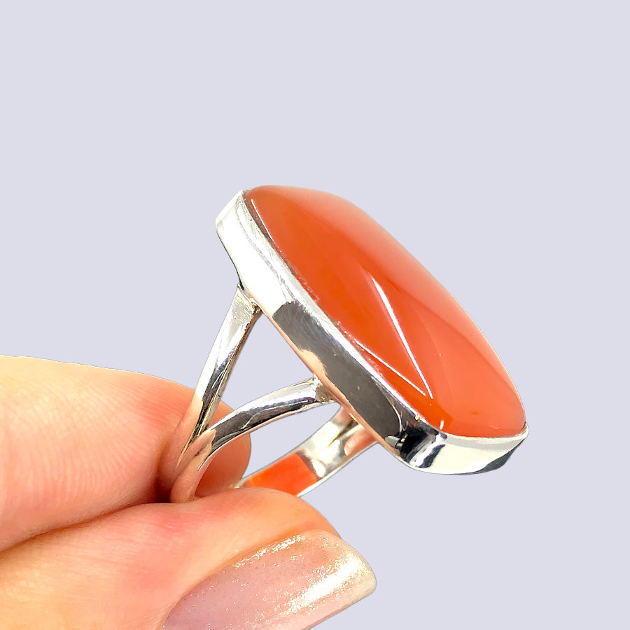 Sterling Silver Ring With Carnelian, Size 9