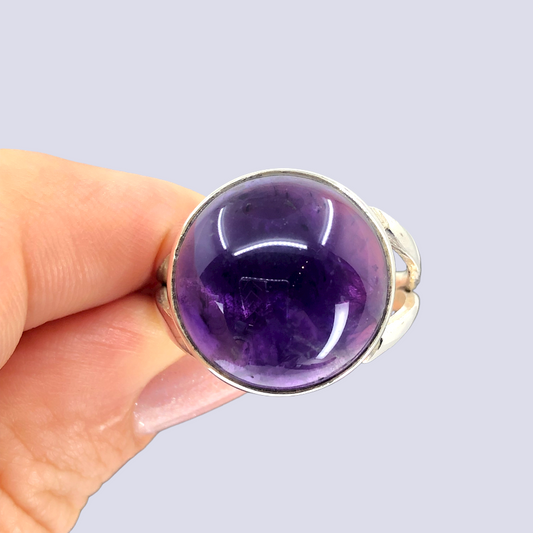 Sterling Silver Ring With Amethyst, Size 9