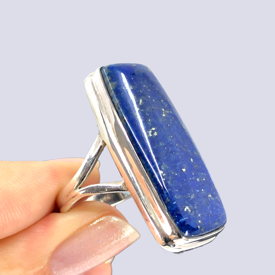 Sterling Silver Ring With Lapis Lazuli, Size 9.5