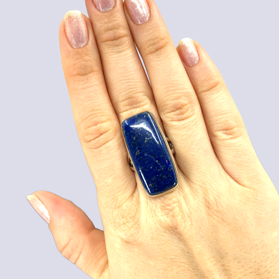 Sterling Silver Ring With Lapis Lazuli, Size 9.5