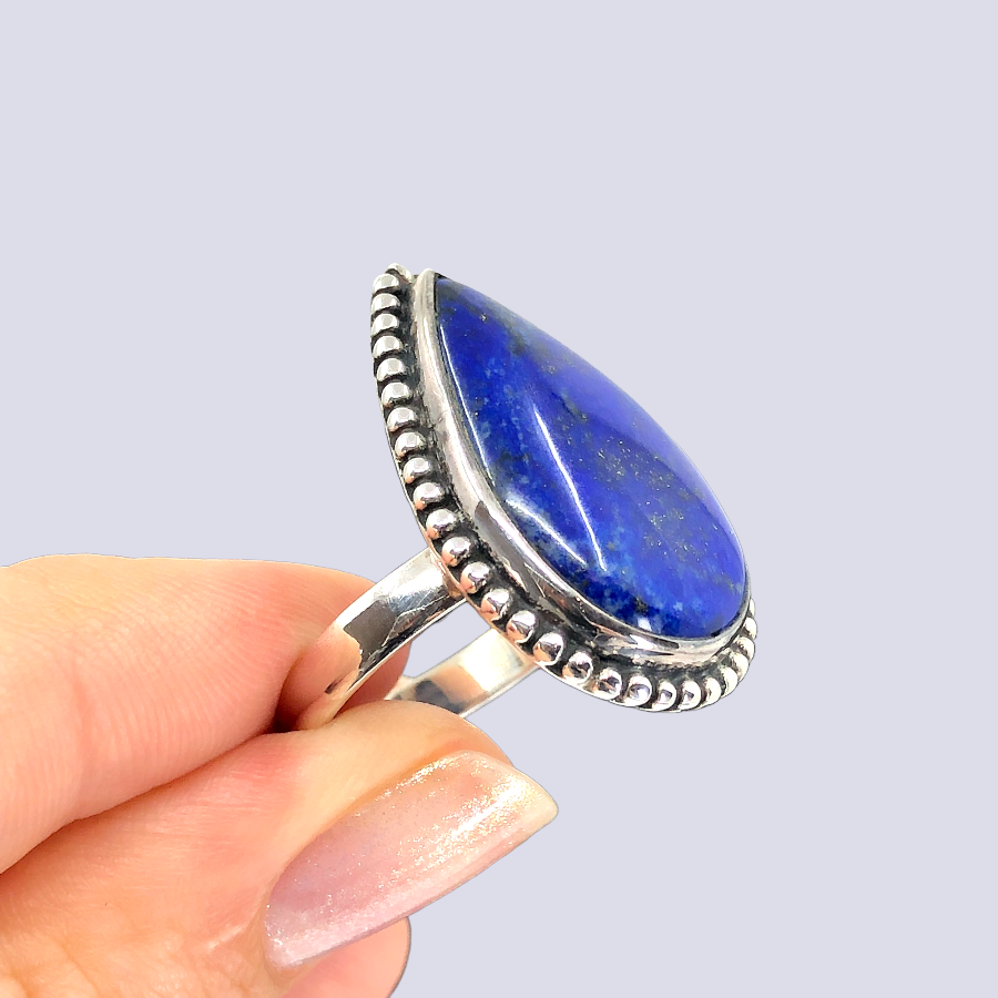 Sterling Silver Ring With Lapis Lazuli, Size 9