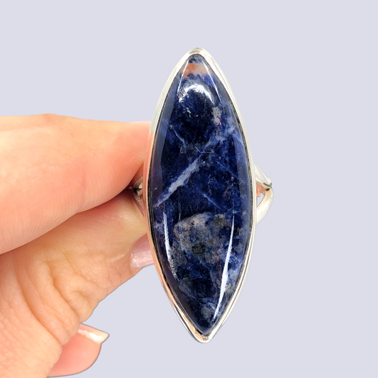 Sterling Silver Ring With Sodalite, Size 8