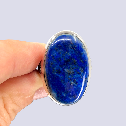 Sterling Silver Ring With Lapis Lazuli, Size 8