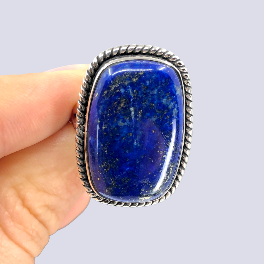 Sterling Silver Ring With Lapis Lazuli, Size 8.5