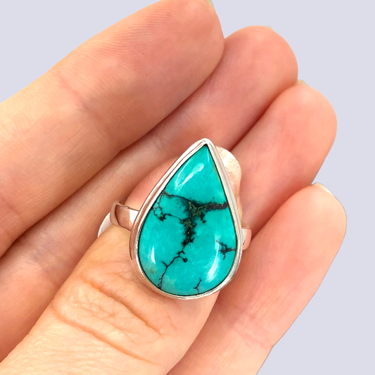 Sterling Silver Ring With Turquoise, Size 8