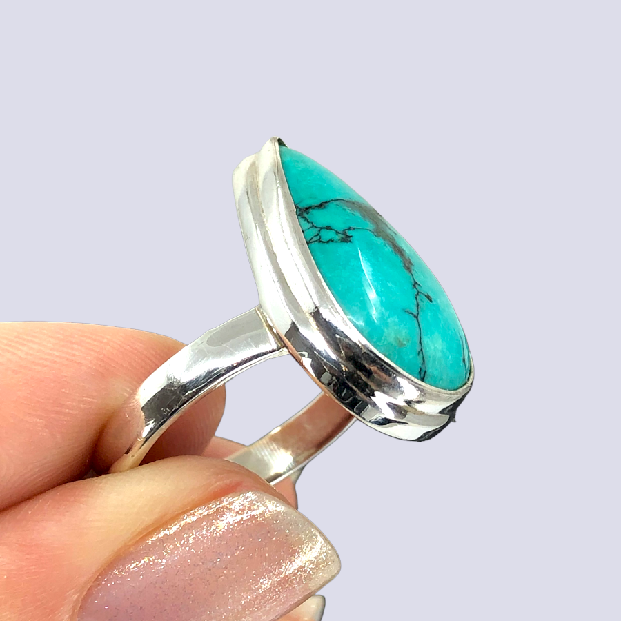 Sterling Silver Ring With Turquoise, Size 8