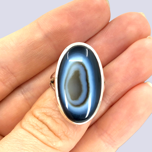 Sterling Silver Ring With Botswana Agate, Size 6.5