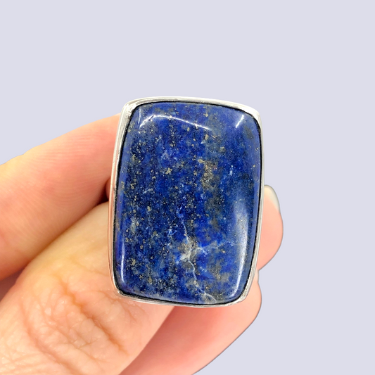 Sterling Silver Ring With Lapis Lazuli, Size 8