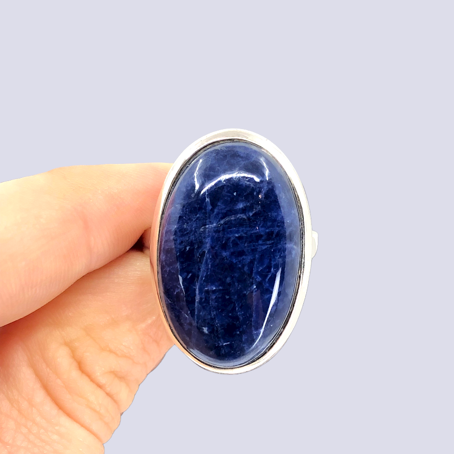 Sterling Silver Ring With Sodalite, Size 8