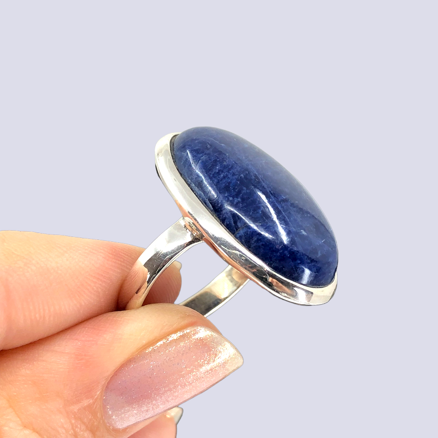 Sterling Silver Ring With Sodalite, Size 8