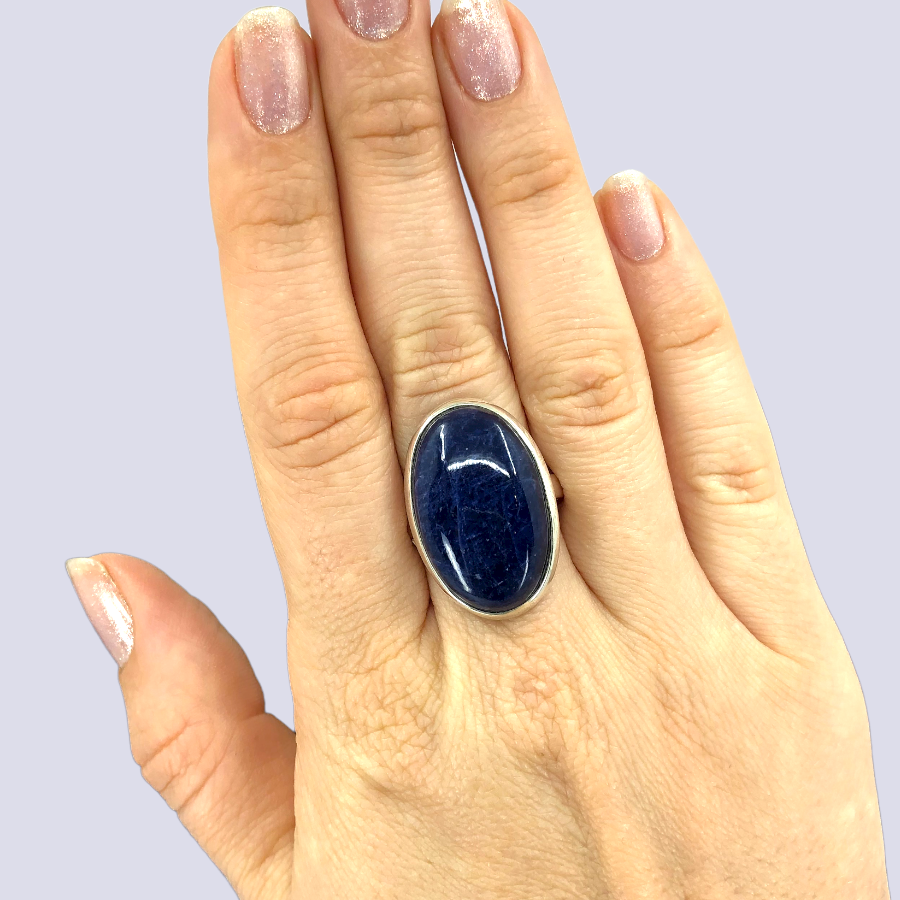 Sterling Silver Ring With Sodalite, Size 8