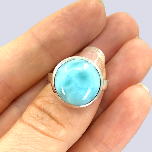 Sterling Silver Ring With Larimar, Size 8