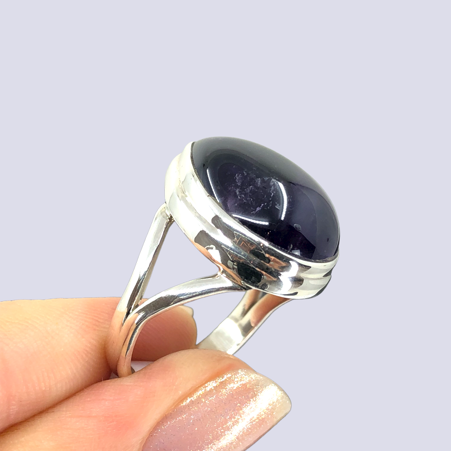 Sterling Silver Ring With Amethyst, Size 8