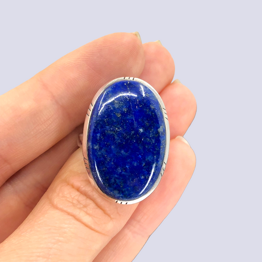 Sterling Silver Ring With Lapis Lazuli, Size 8