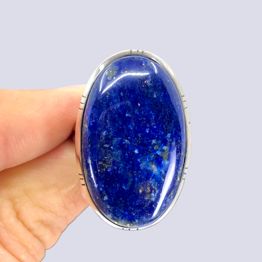 Sterling Silver Ring With Lapis Lazuli, Size 7