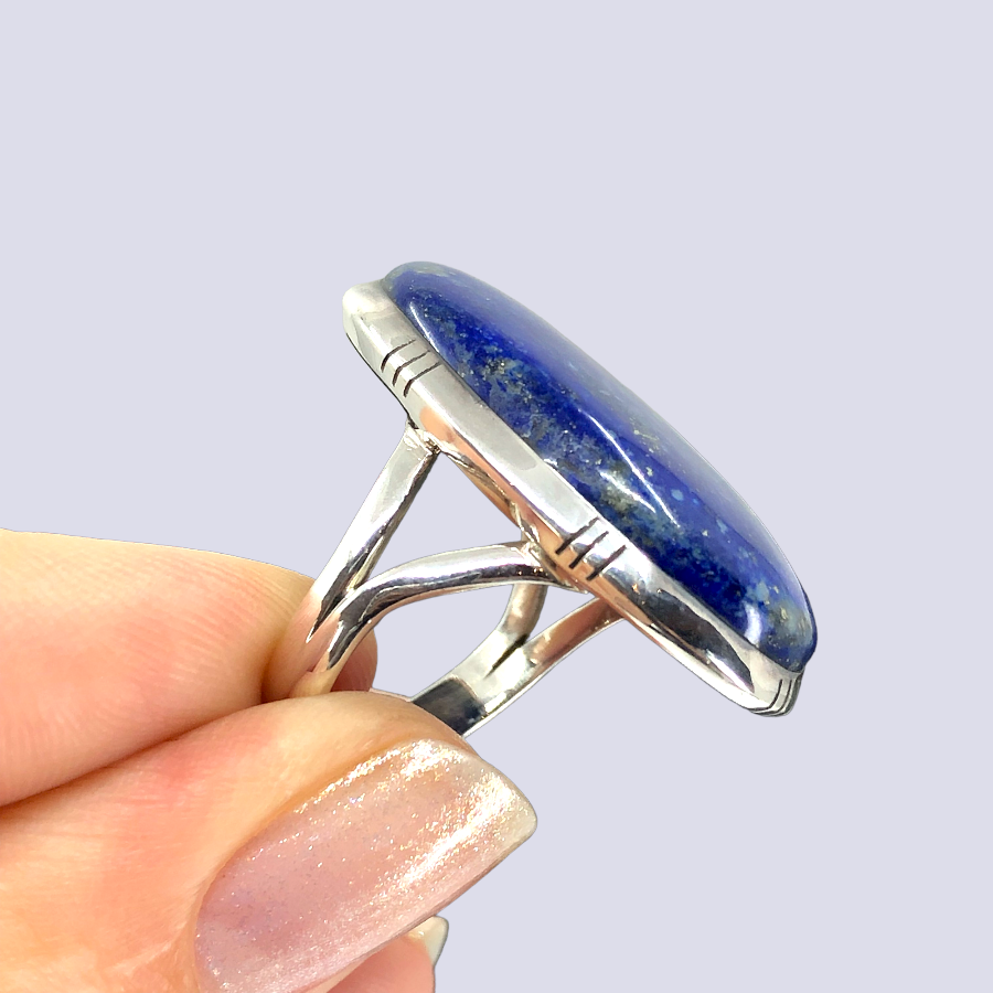 Sterling Silver Ring With Lapis Lazuli, Size 7