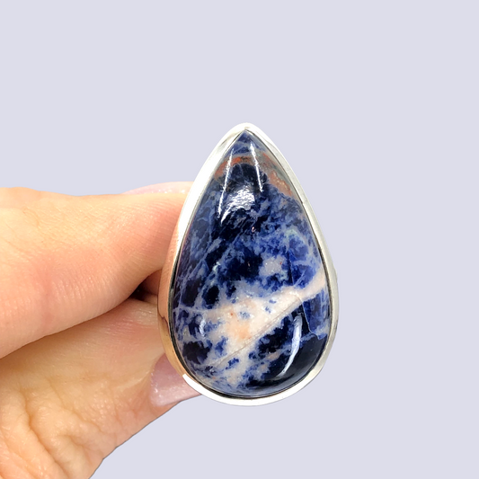 Sterling Silver Ring With Sodalite, Size 7