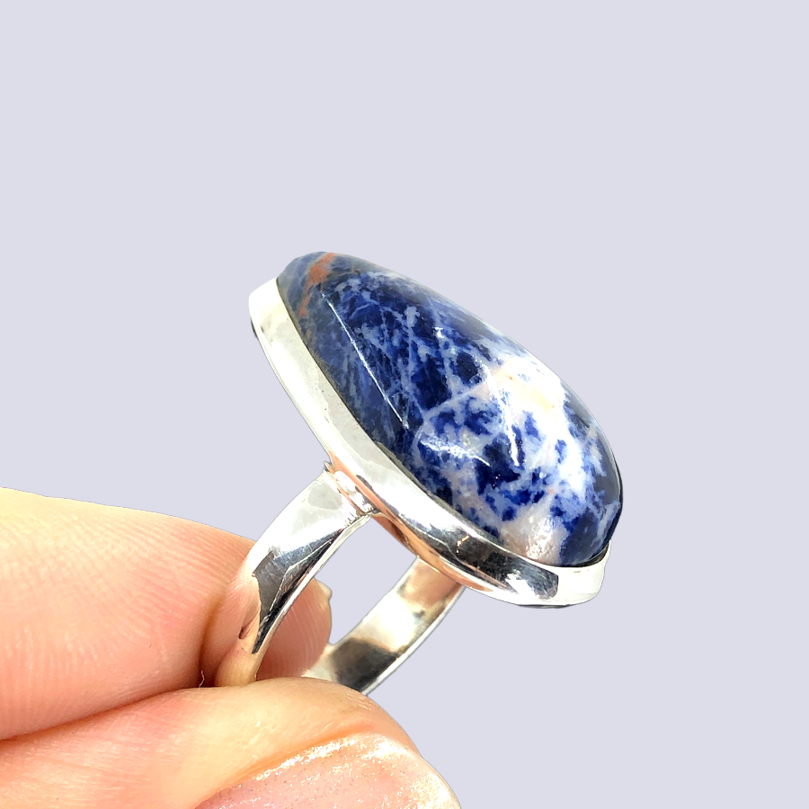 Sterling Silver Ring With Sodalite, Size 7