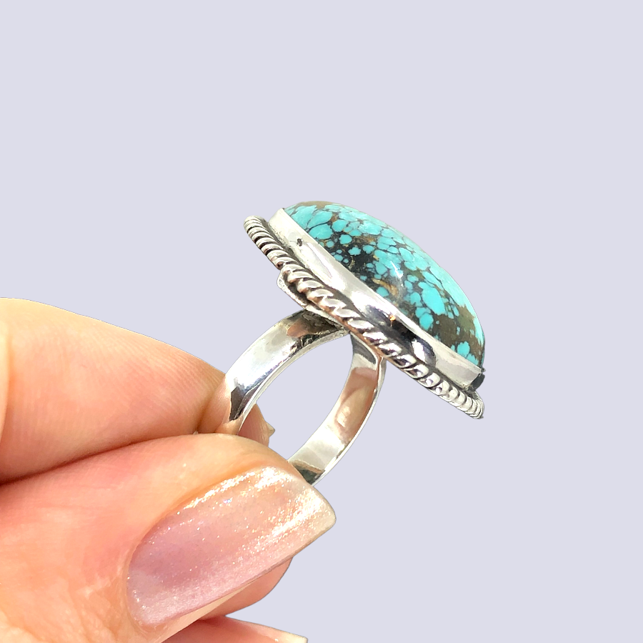 Sterling Silver Ring With Turquoise, Size 6