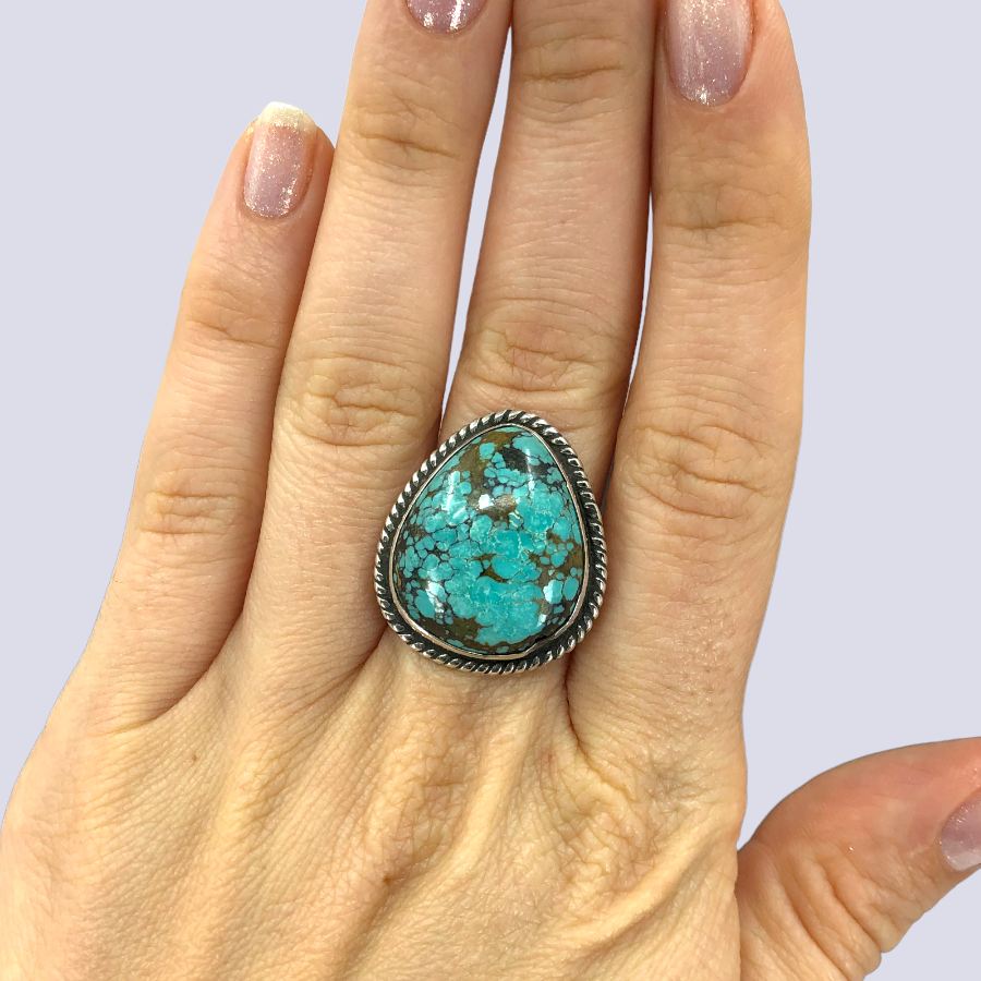 Sterling Silver Ring With Turquoise, Size 6