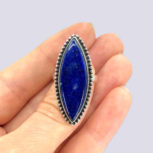 Sterling Silver Ring With Lapis Lazuli, Size 7