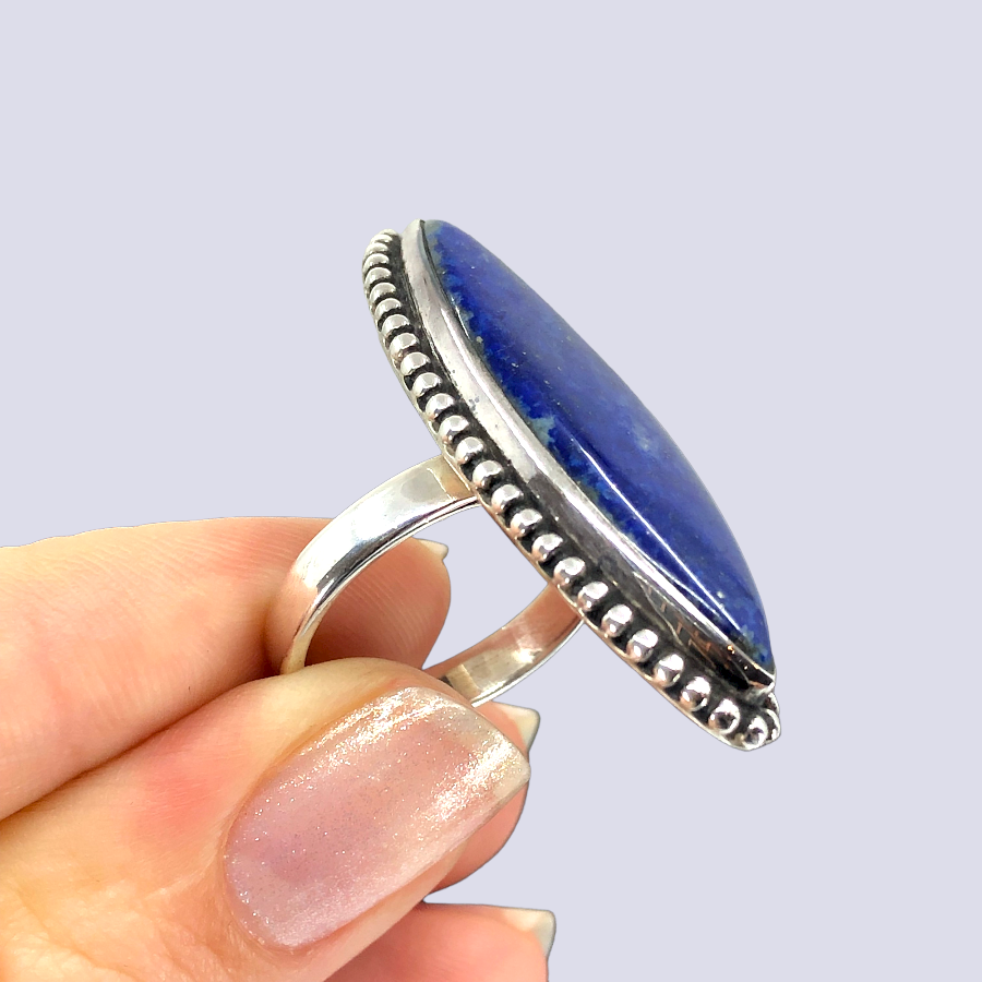 Sterling Silver Ring With Lapis Lazuli, Size 7