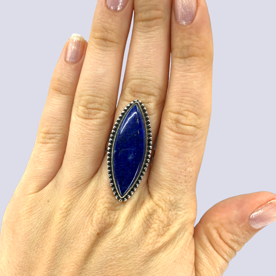 Sterling Silver Ring With Lapis Lazuli, Size 7