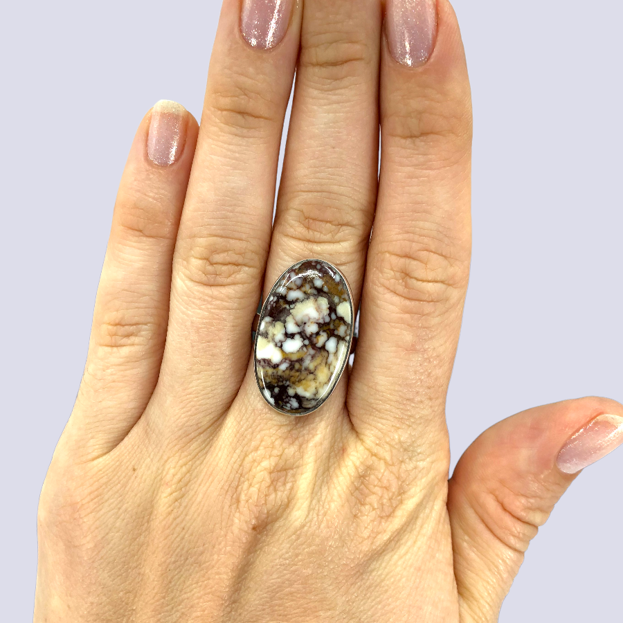 Sterling Silver Ring With Wild Horse Magnesite, Size 6 (Adjustable)