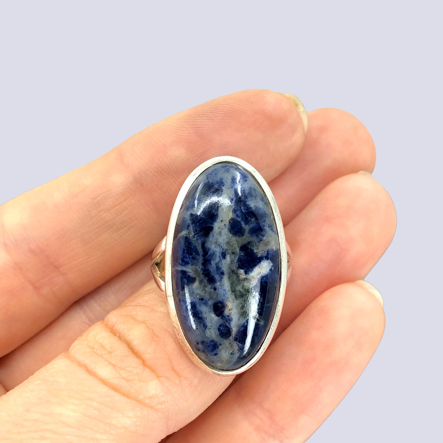 Sterling Silver Ring With Sodalite, Size 7