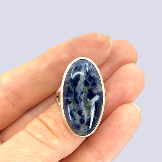 Sterling Silver Ring With Sodalite, Size 7