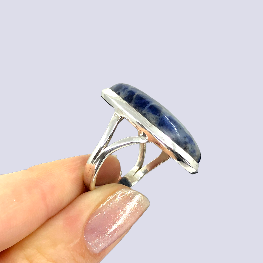 Sterling Silver Ring With Sodalite, Size 7