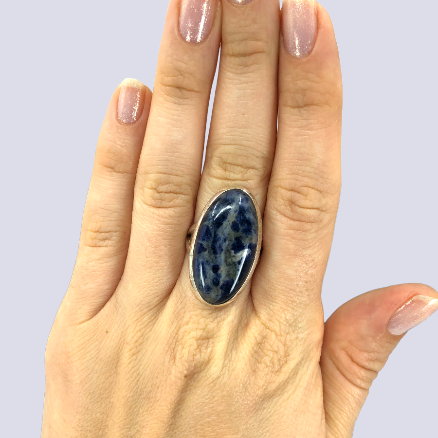 Sterling Silver Ring With Sodalite, Size 7