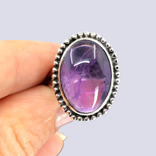 Sterling Silver Ring With Lilac Amethyst, Size 6