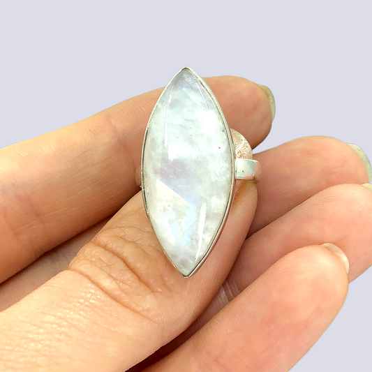 Sterling Silver Ring With Moonstone, Size 7