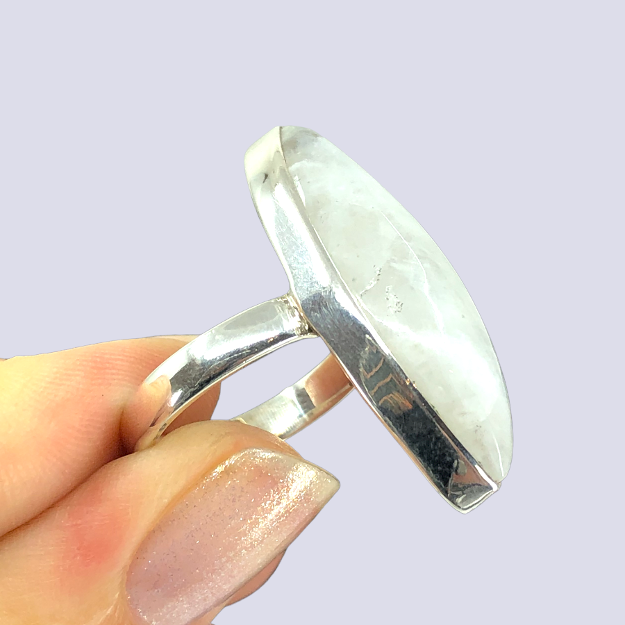 Sterling Silver Ring With Moonstone, Size 7