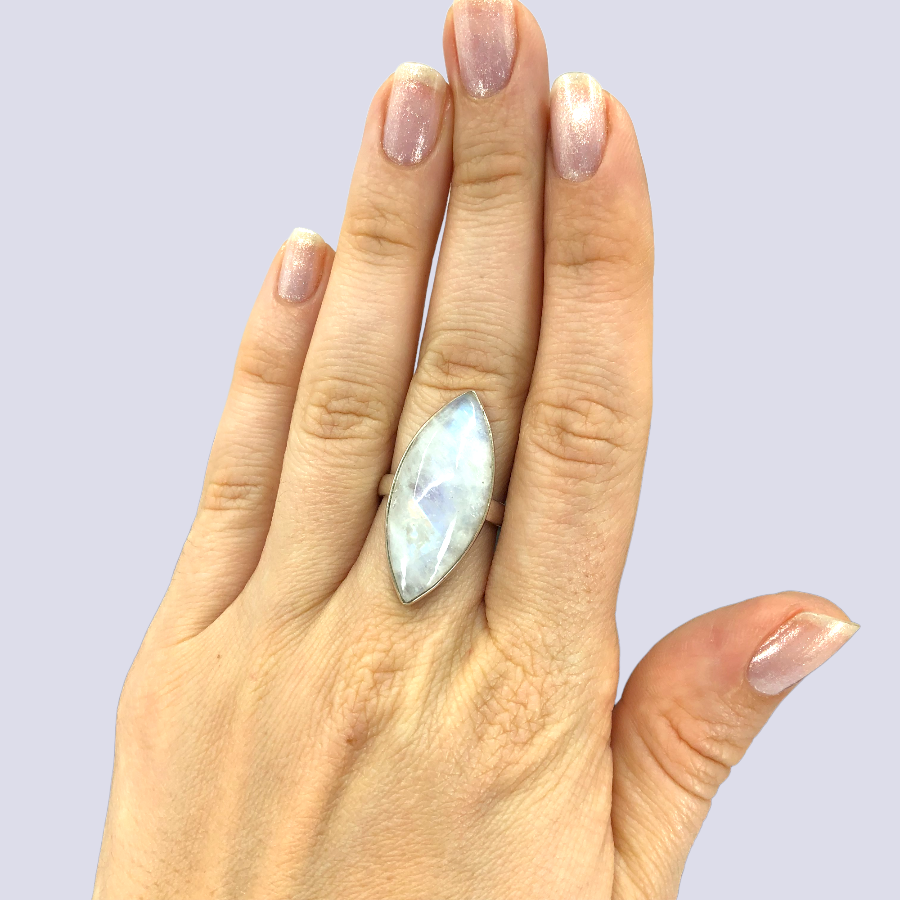 Sterling Silver Ring With Moonstone, Size 7