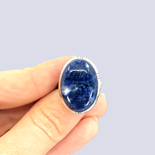 Sterling Silver Ring With Sodalite, Size 6.5