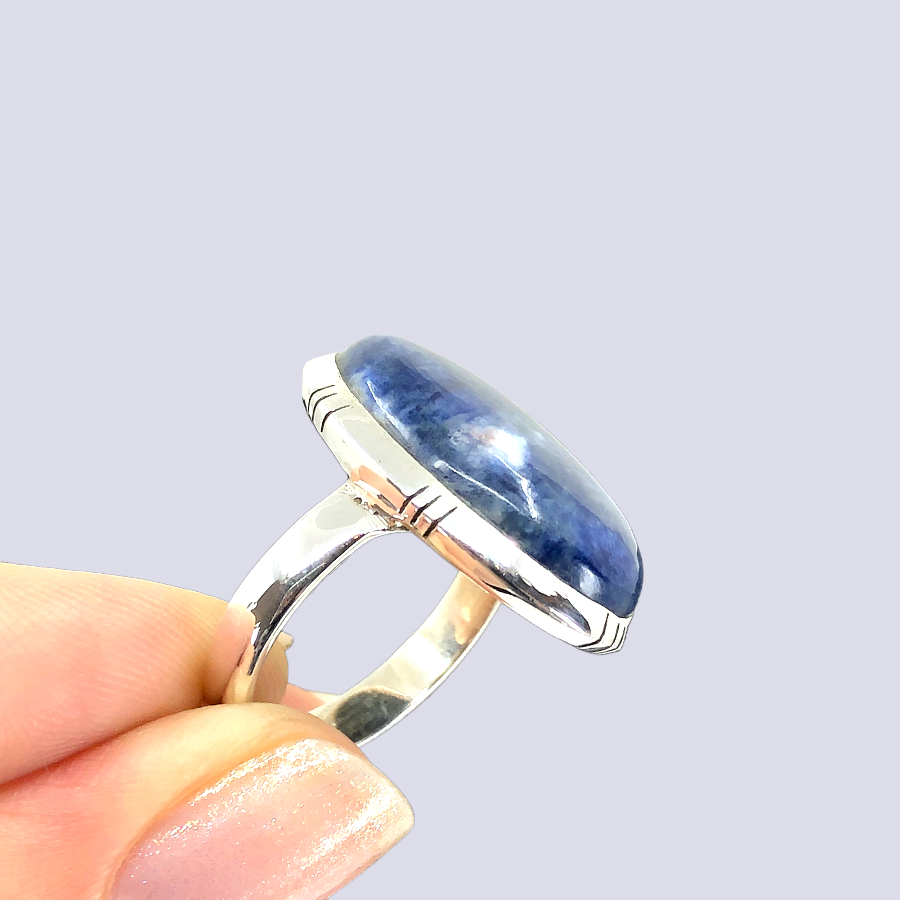 Sterling Silver Ring With Sodalite, Size 6.5