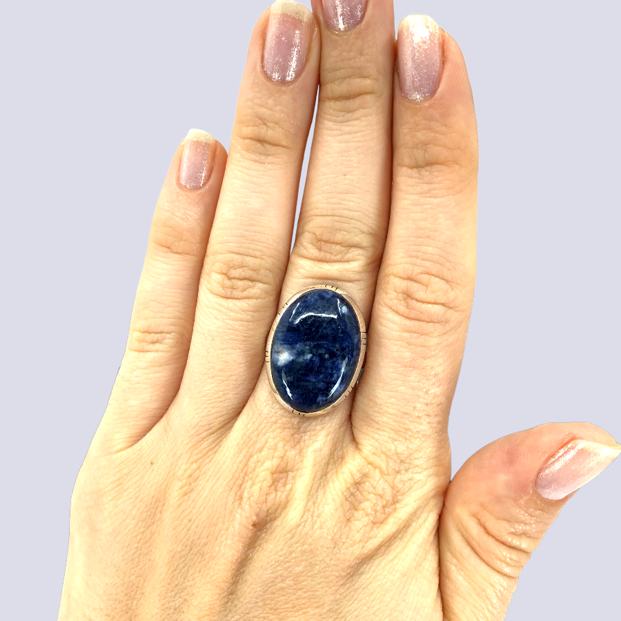 Sterling Silver Ring With Sodalite, Size 6.5