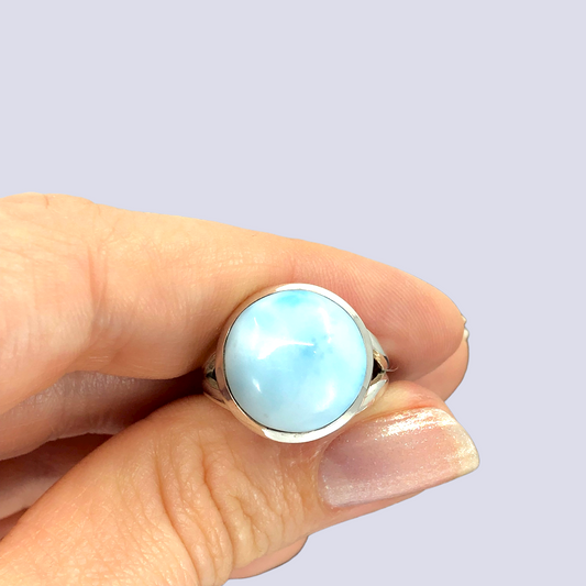 Sterling Silver Ring With Larimar, Size 6.5