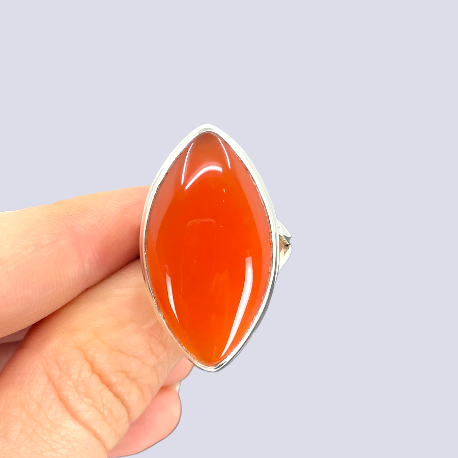 Sterling Silver Ring With Carnelian, Size 6.5