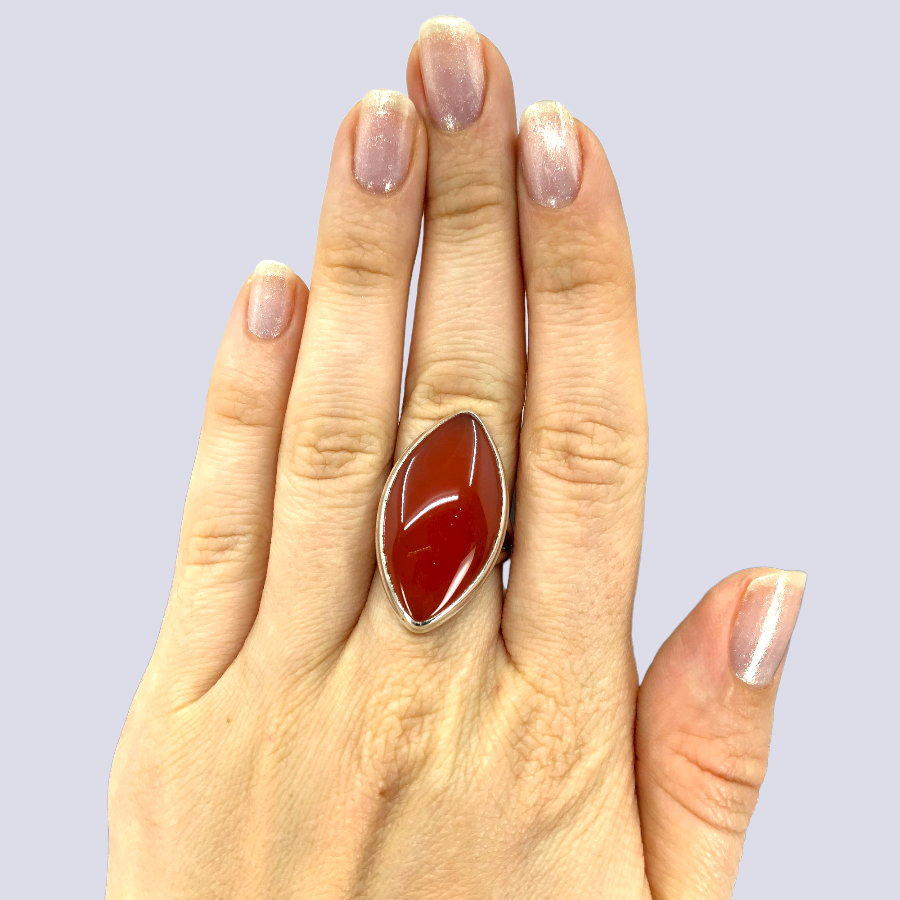 Sterling Silver Ring With Carnelian, Size 6.5