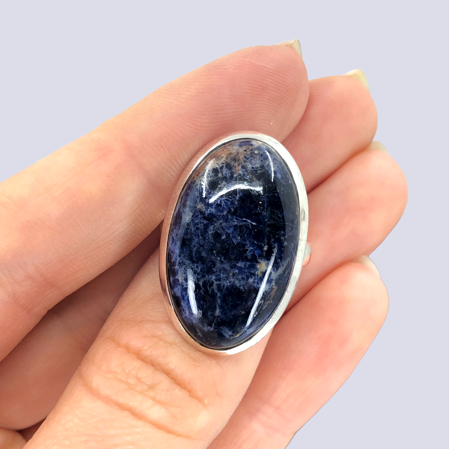 Sterling Silver Ring With Sodalite, Size 6