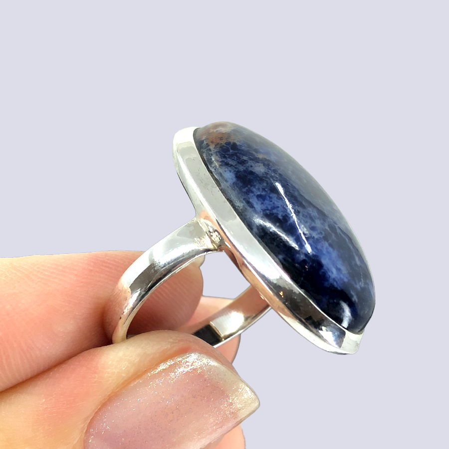 Sterling Silver Ring With Sodalite, Size 6