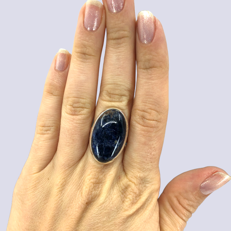 Sterling Silver Ring With Sodalite, Size 6