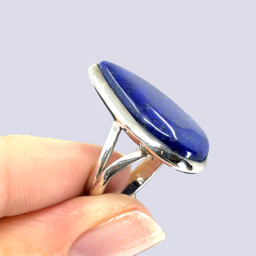 Sterling Silver Ring With Lapis Lazuli, Size 6