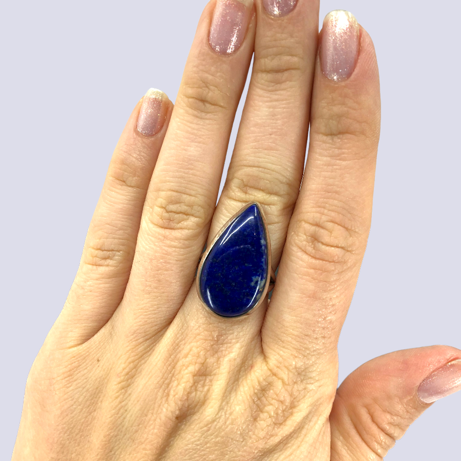 Sterling Silver Ring With Lapis Lazuli, Size 6