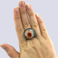925 Oxidized Silver Ring With Mexican Fire Opal, Size 7.5